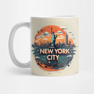 new york city eiffel sunset retro Mug